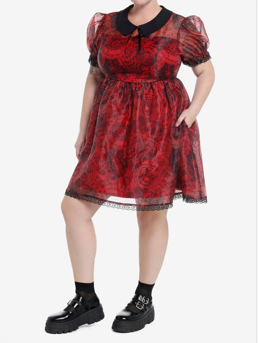 Whimsigoth Dark Academia Cottagecore Organza Dress 1X Social Collision